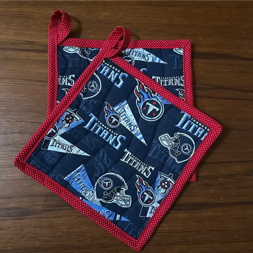Handmade Pair of NFL Tennessee Titans Potholders